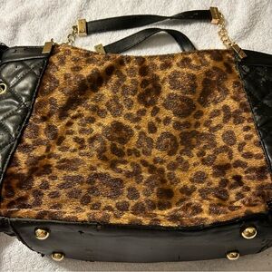 Leopard Print and Black Women's Bag